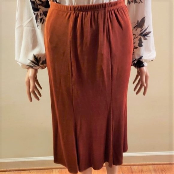 NEW West End Rust Elastic Waist A-Line Skirt Size S - Picture 2 of 7